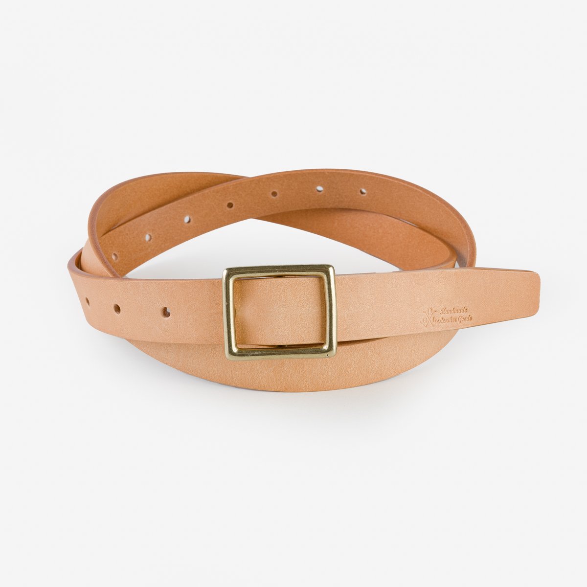 LEATHER BELT WITH SQUARE BUCKLE - Brown