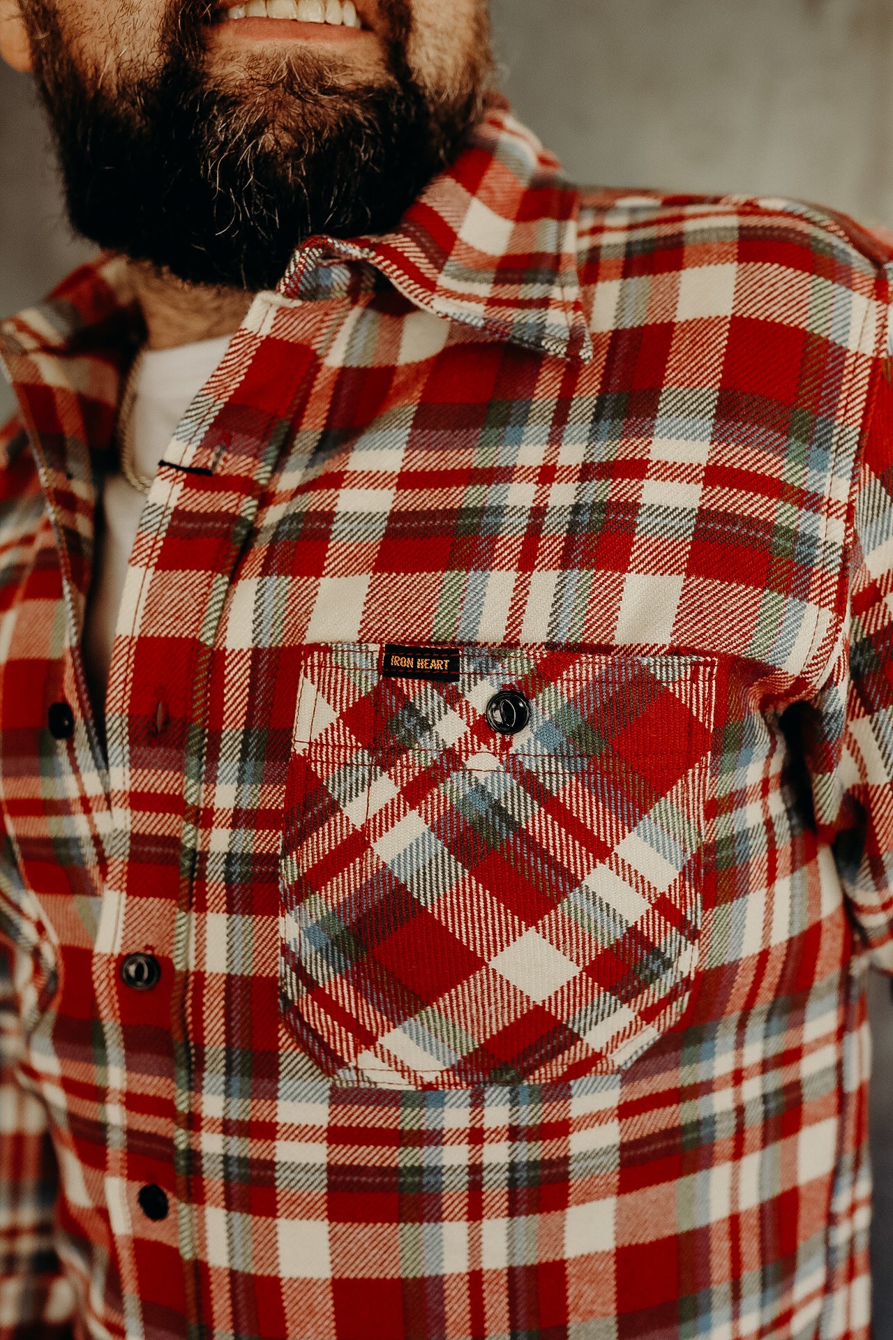 Ultra Heavy Flannel Crazy Check Work Shirt - Red