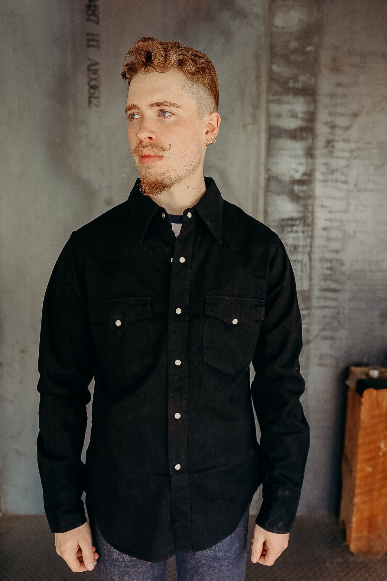 Kyoto black crest dyed western shirt