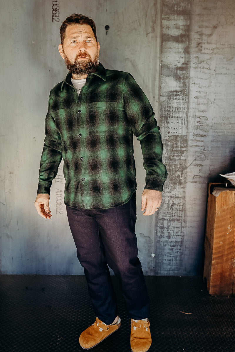 Utility Shirt Green Wool Plaid