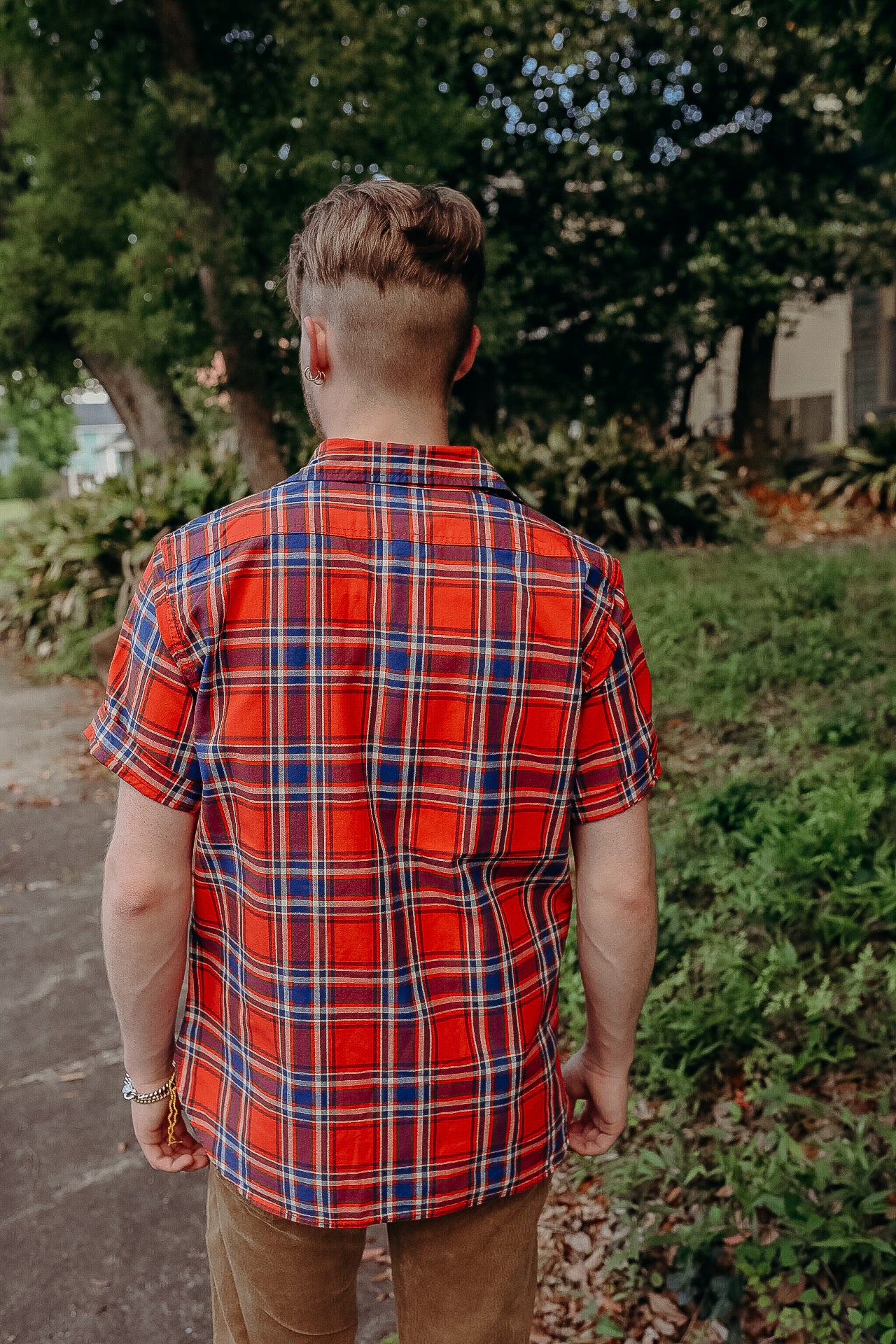 5oz Selvedge Madras Check Short Sleeve Work Shirt - Red