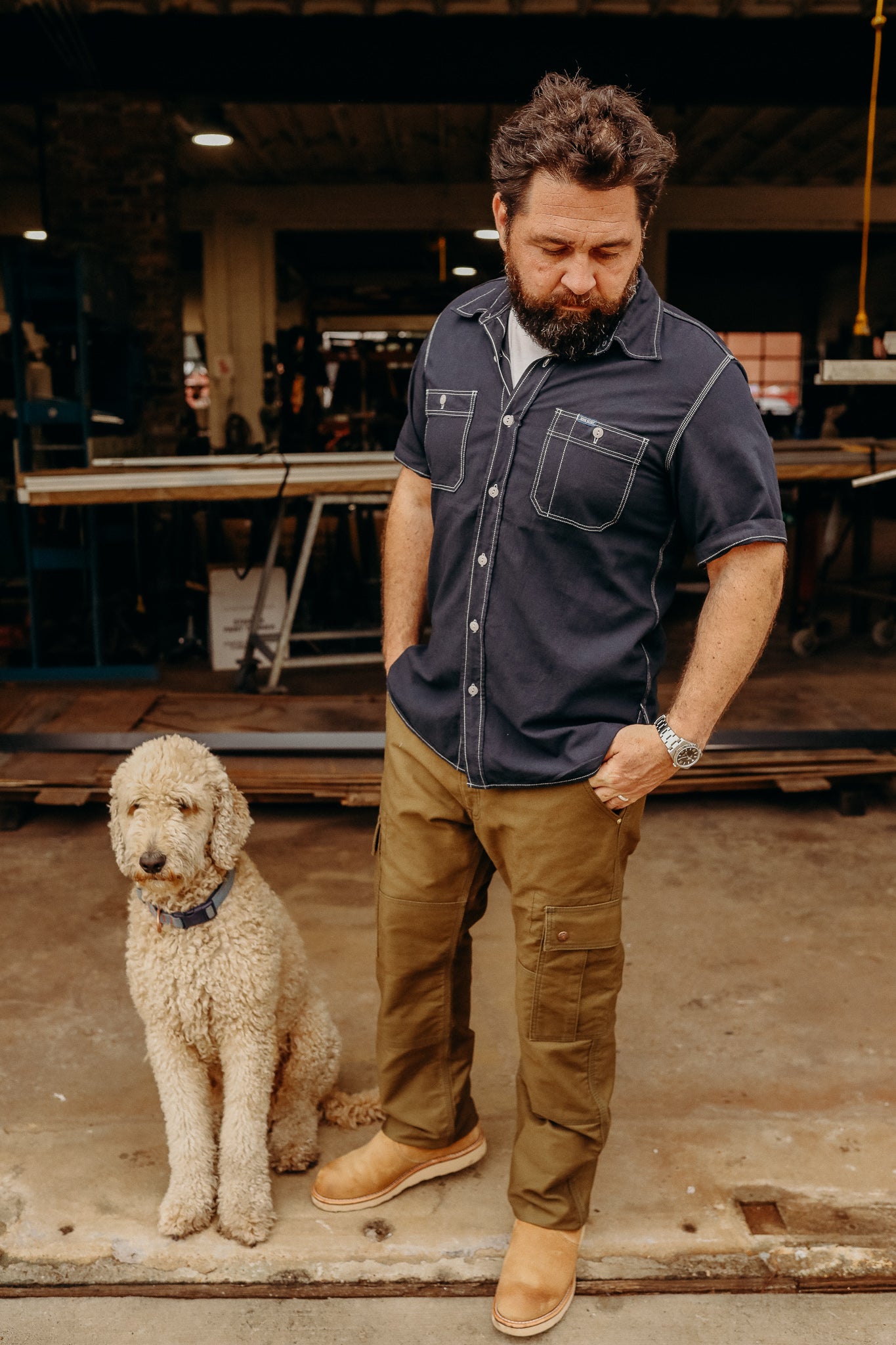 Iron Heart 5.5oz Selvedge Overdyed Chambray - Short Sleeved Work Shirt