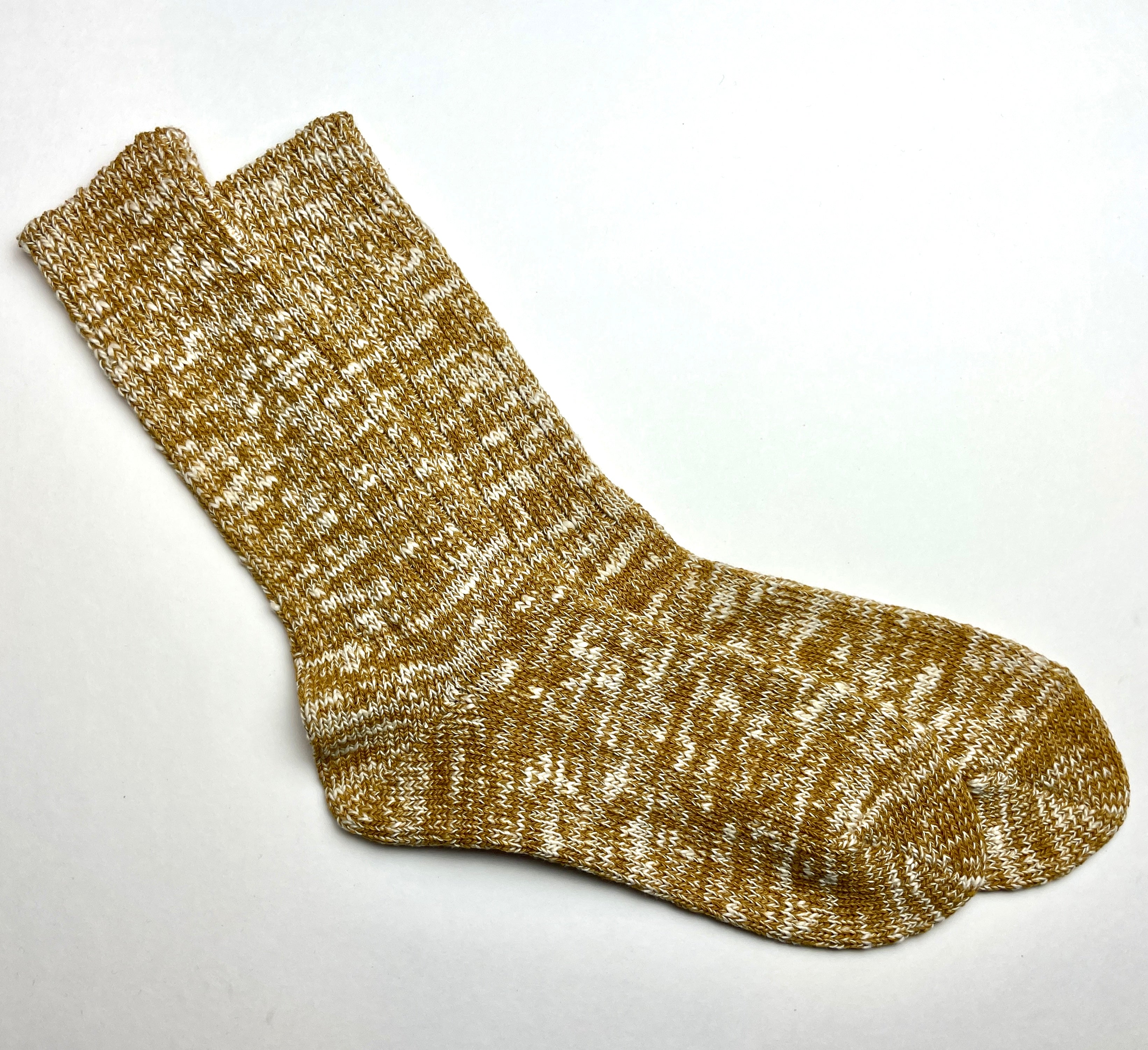 LOW GAUGE SLUB CREW SOCKS - MUSTARD