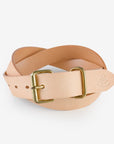 OGL Single Prong Brass Roller Buckle Leather Belt - Natural OGL-BELT-ROLL-NAT