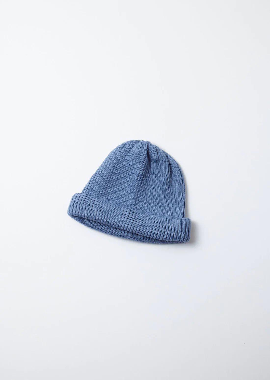 Cotton Roll Up Beanie in Light Blue