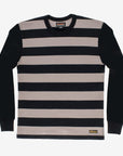 11oz Cotton Knit Long-Sleeved Sweater - Striped Body with Black Arms IHTB-05-GRY