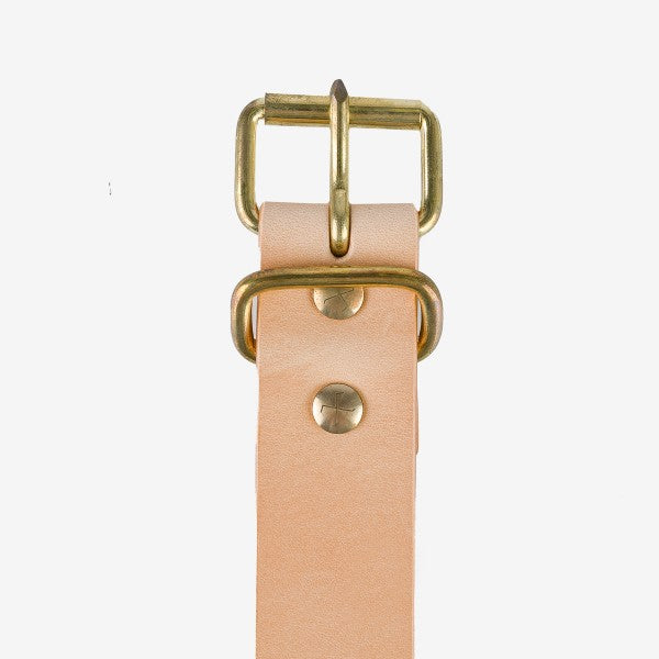 OGL Single Prong Brass Roller Buckle Leather Belt - Natural OGL-BELT-ROLL-NAT