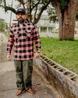 BLOCK CHECK FLANNEL WORK SHIRT-PINK/BLACK FN-SNR-101L