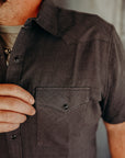 Western Shirt-Herringbone Twill- Charcoal