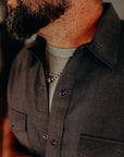 Western Shirt-Herringbone Twill- Charcoal