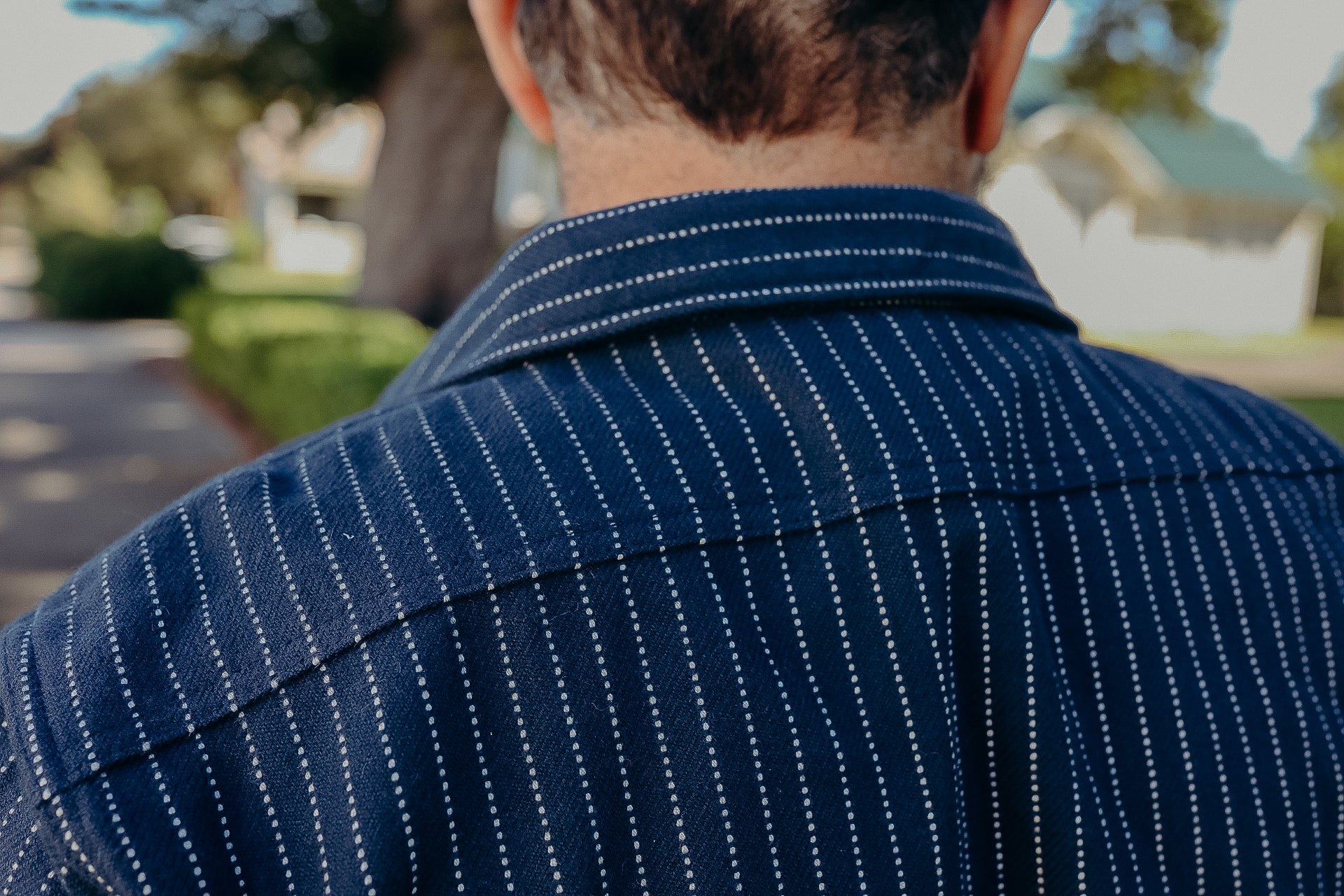 12oz Ultra Heavy Flannel Chalk Stripe Work Shirt - Navy IHSH-402-NAV