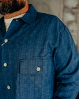 STUDIO D'ARTISAN "AWA-AI" NATURAL INDIGO SHIJIRA PLAID SHIRT (5706B)