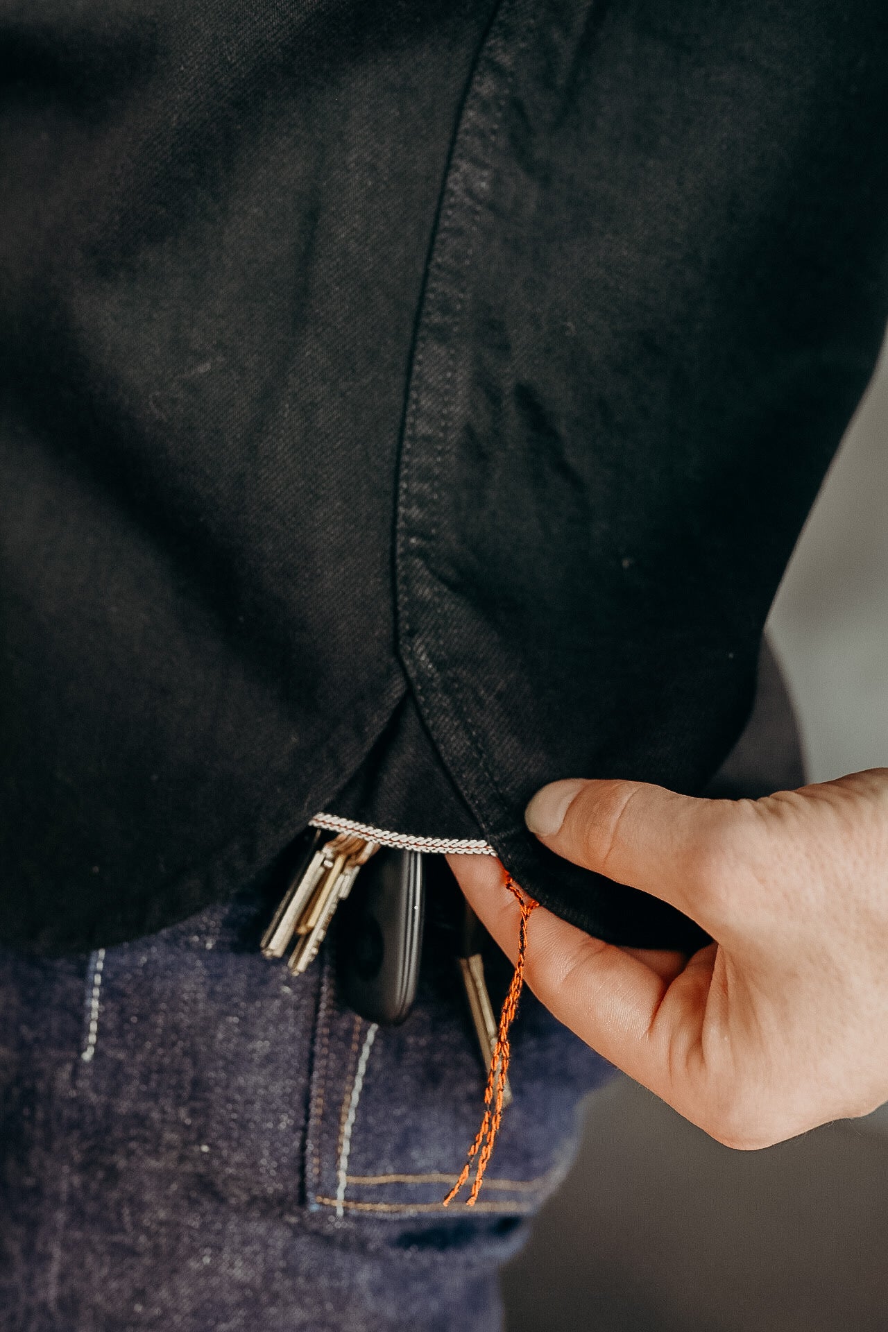 12oz Selvedge Denim Work Shirt With Snaps - Black/Black