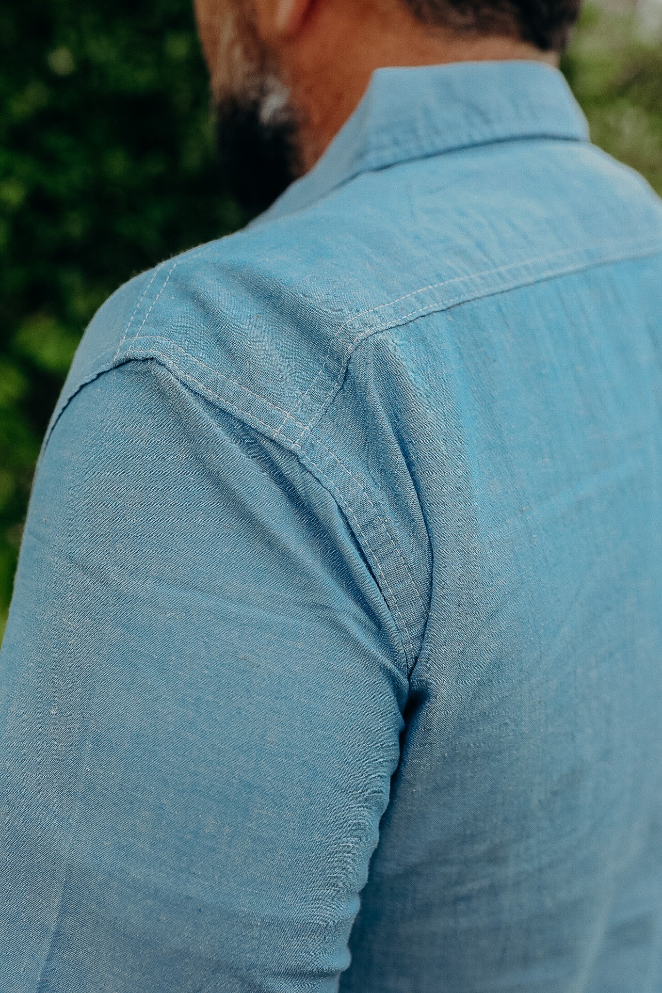 4oz Selvedge Short Sleeved Summer Shirt - Blue IHSH-388-BLU