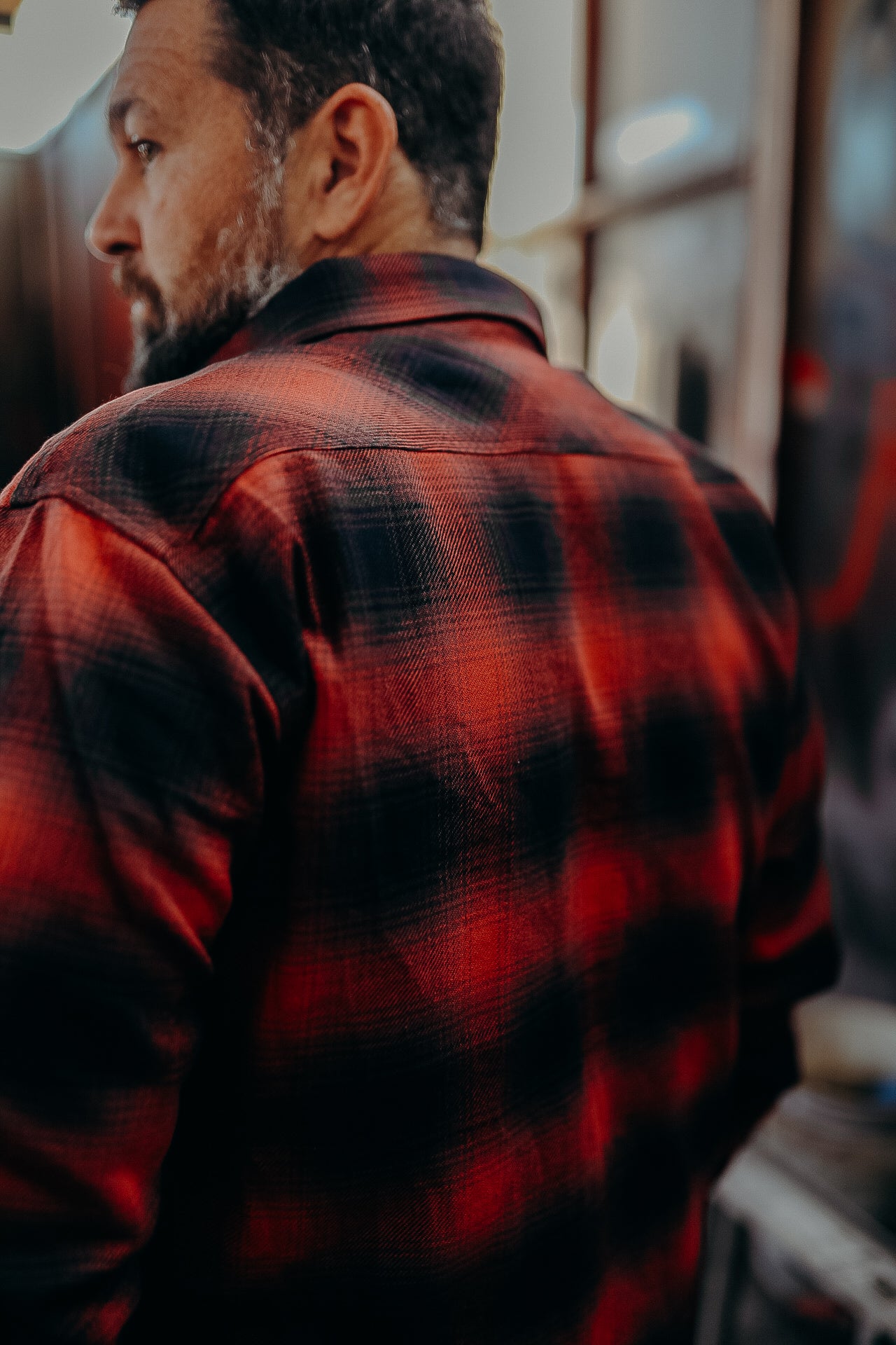 Flannel Work Shirt- Red Ombre