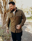 The Maritime Shirt Jacket- Fatigue Olive Moleskin Twill