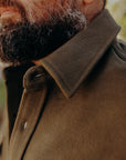 The Maritime Shirt Jacket- Fatigue Olive Moleskin Twill