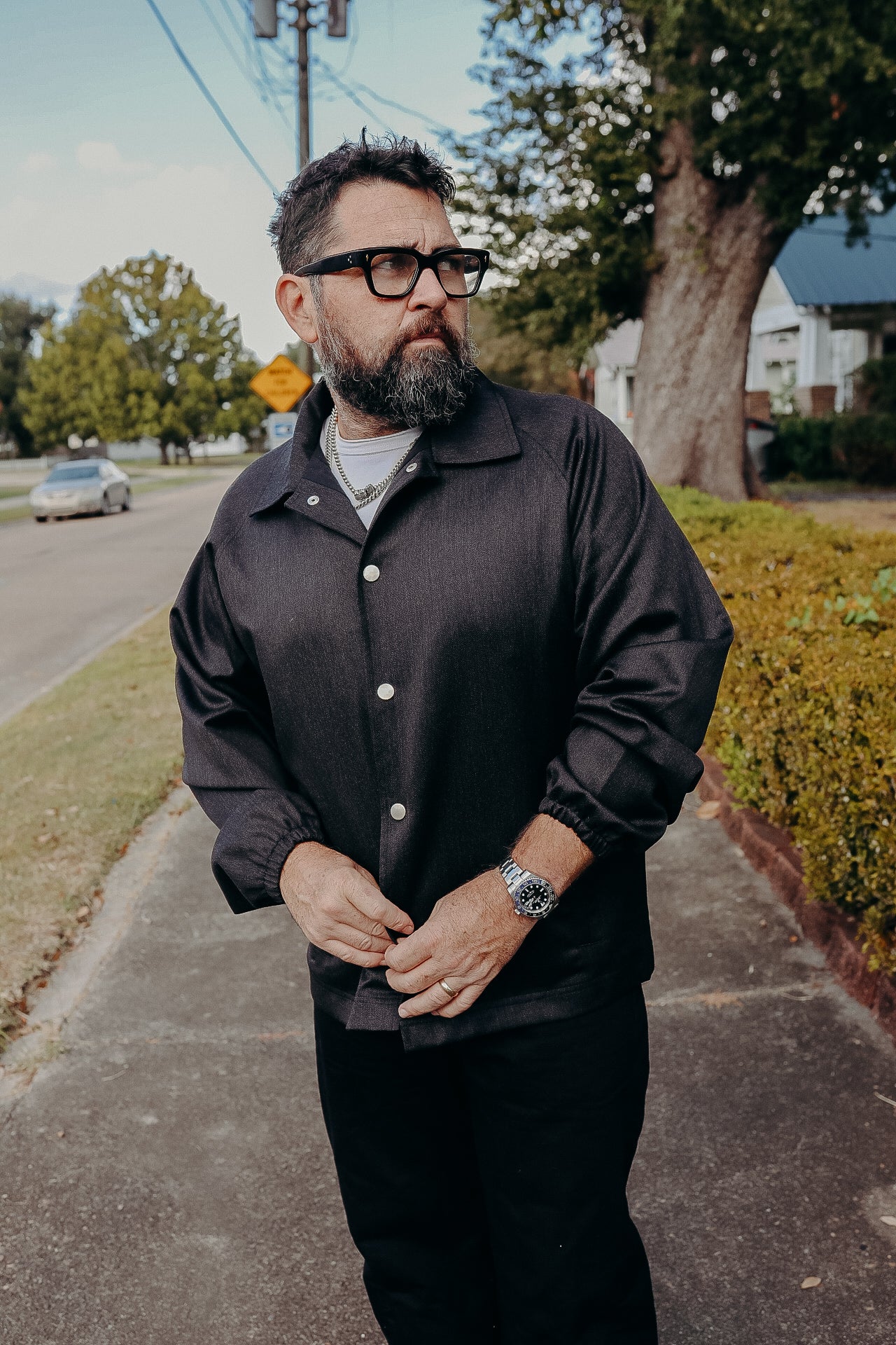 Coaches Jacket- Charcoal Wool