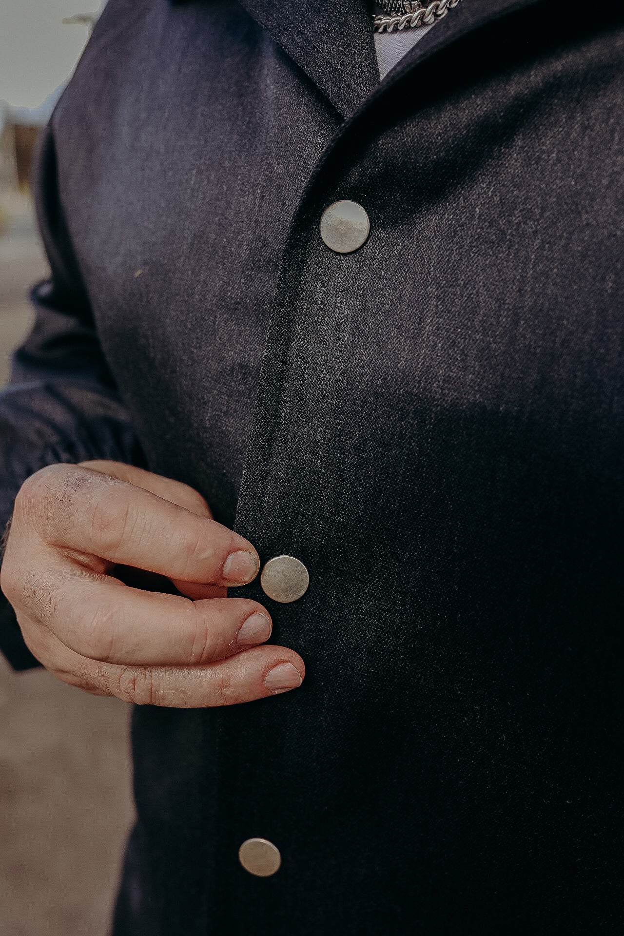 Coaches Jacket- Charcoal Wool