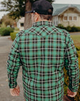 12oz Ultra Heavy Flannel Check Western Shirt - Green IHSH-405-GRN