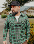 12oz Ultra Heavy Flannel Check Western Shirt - Green IHSH-405-GRN