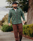 12oz Ultra Heavy Flannel Check Western Shirt - Green IHSH-405-GRN