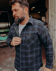 12oz Slubby Heavy Flannel Check Work Shirt - Black IHSH-408-BLK