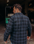 12oz Slubby Heavy Flannel Check Work Shirt - Black IHSH-408-BLK