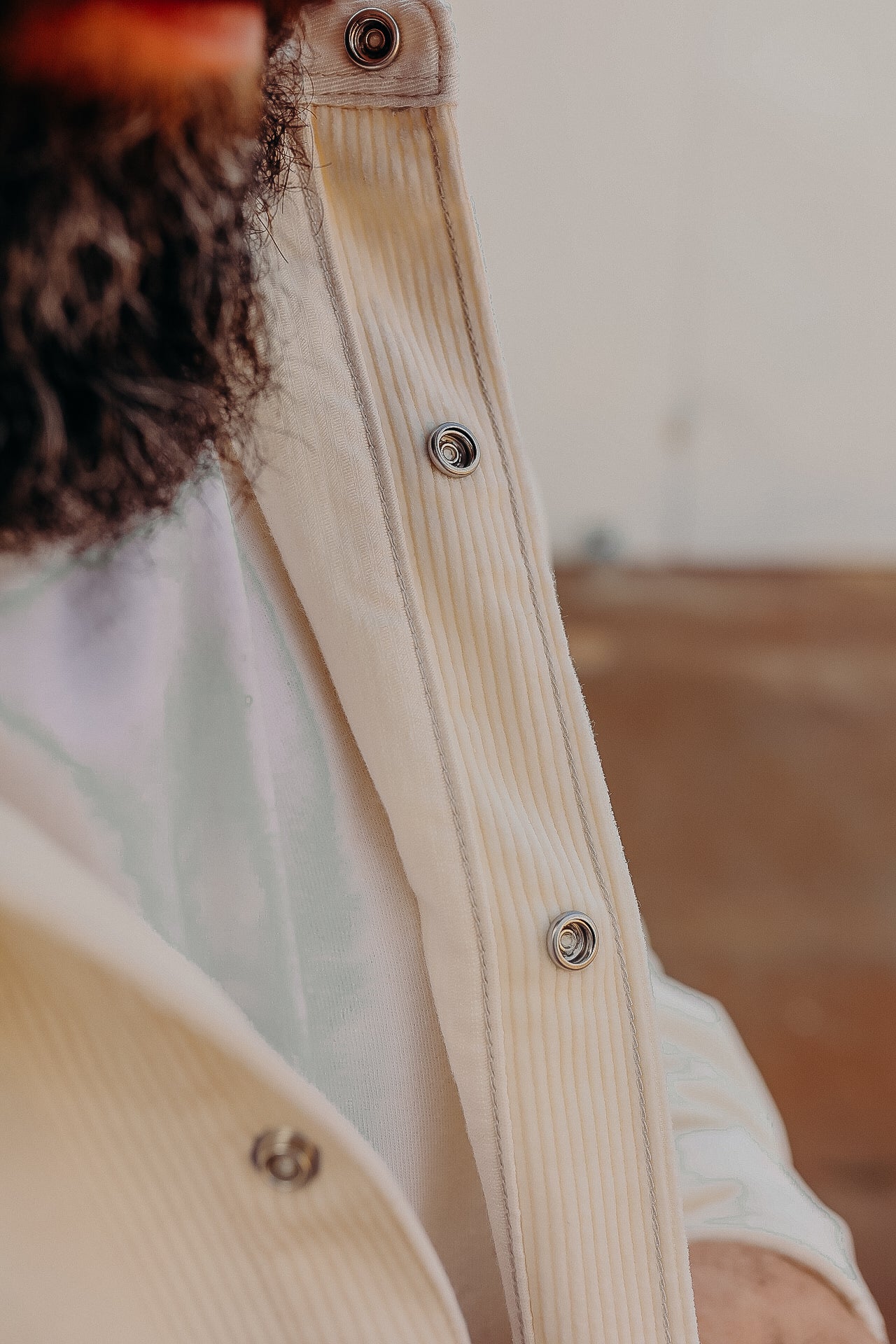 11oz Corduroy Western Shirt - Off White IHSH-398-WHT