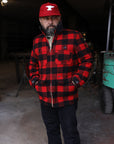 Wool Buffalo Check Hunting Jacket - Red IHW-19-RED