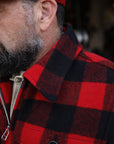 Wool Buffalo Check Hunting Jacket - Red IHW-19-RED