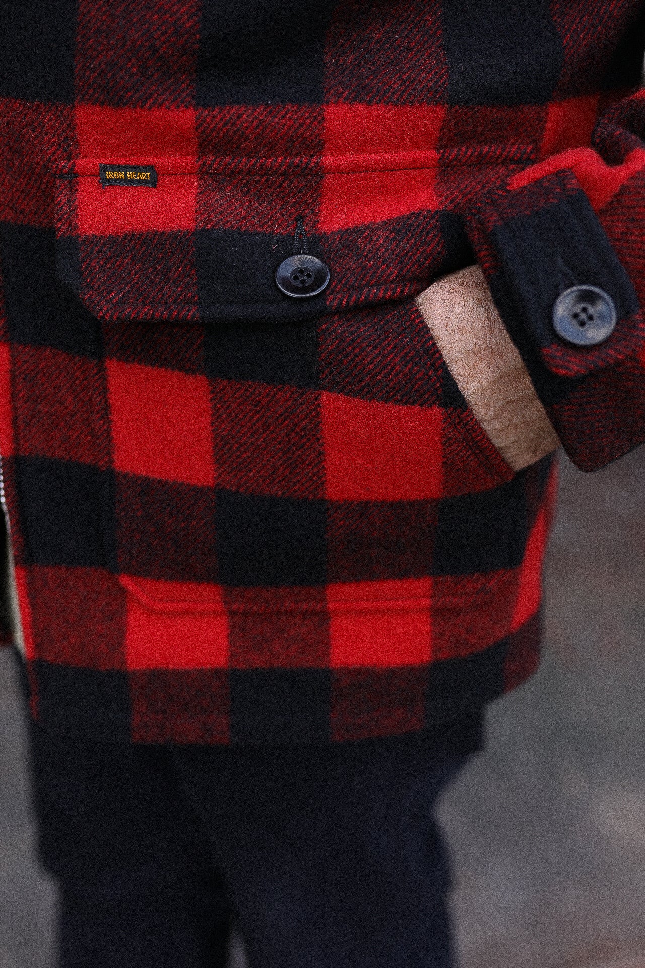 Wool Buffalo Check Hunting Jacket - Red IHW-19-RED