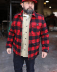 Wool Buffalo Check Hunting Jacket - Red IHW-19-RED