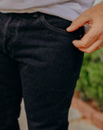 16oz Slubby Selvedge Denim Slim Tapered Cut Jeans - Indigo Overdyed Black IH-777S-SLBod