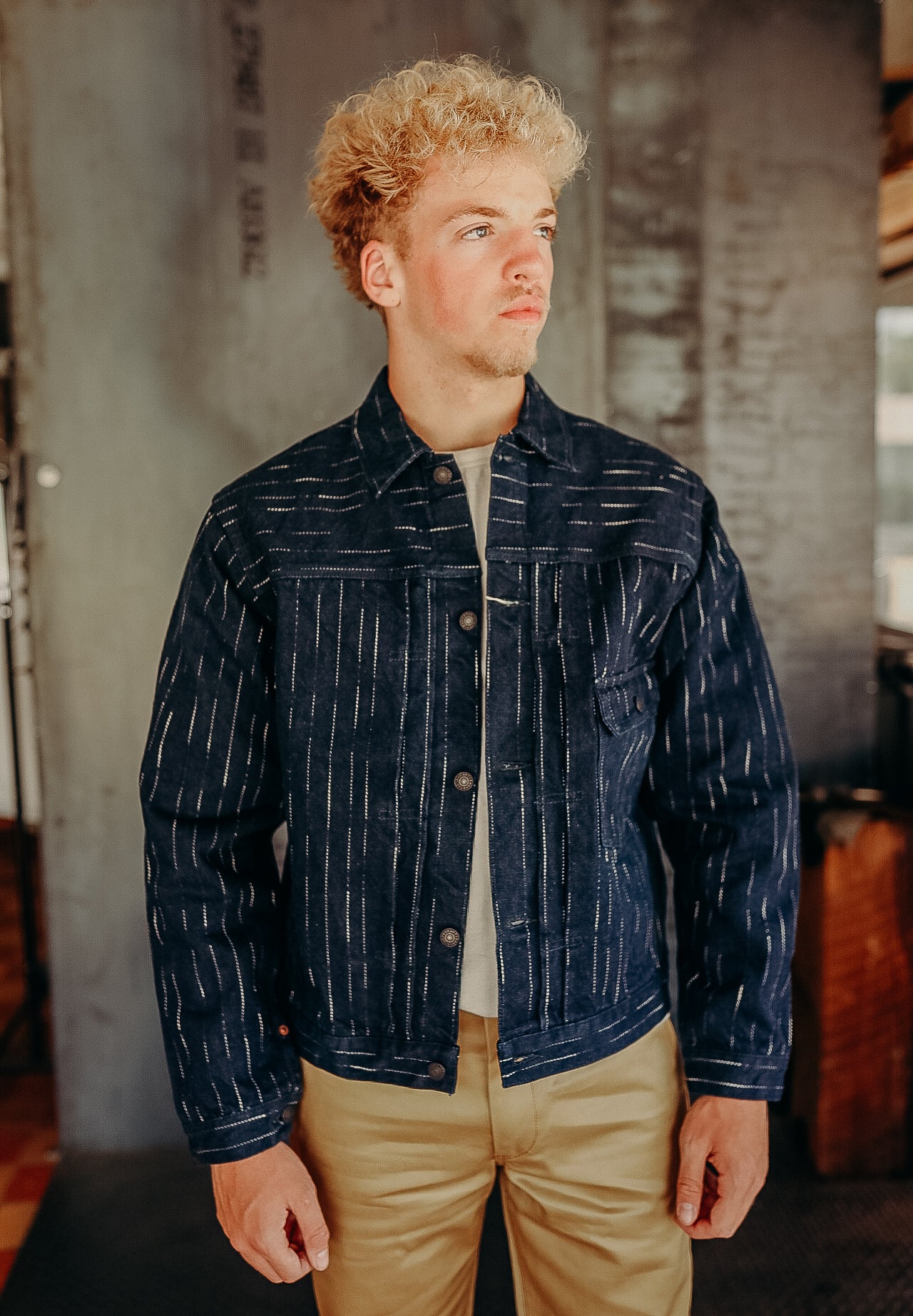 INDIGO &quot;RAIN&quot; KASURI SELVEDGE JACKET (D4589)