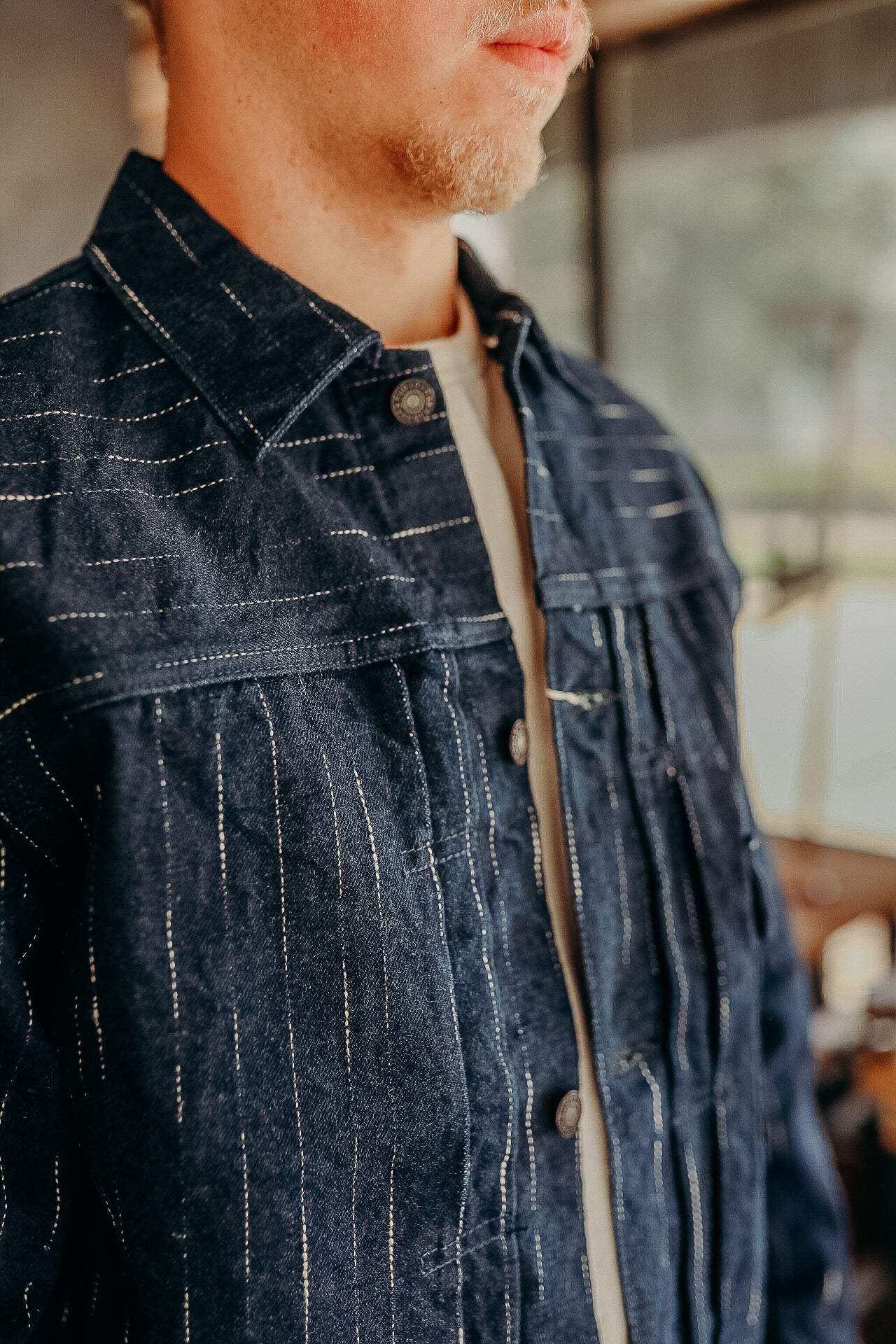 INDIGO &quot;RAIN&quot; KASURI SELVEDGE JACKET (D4589)