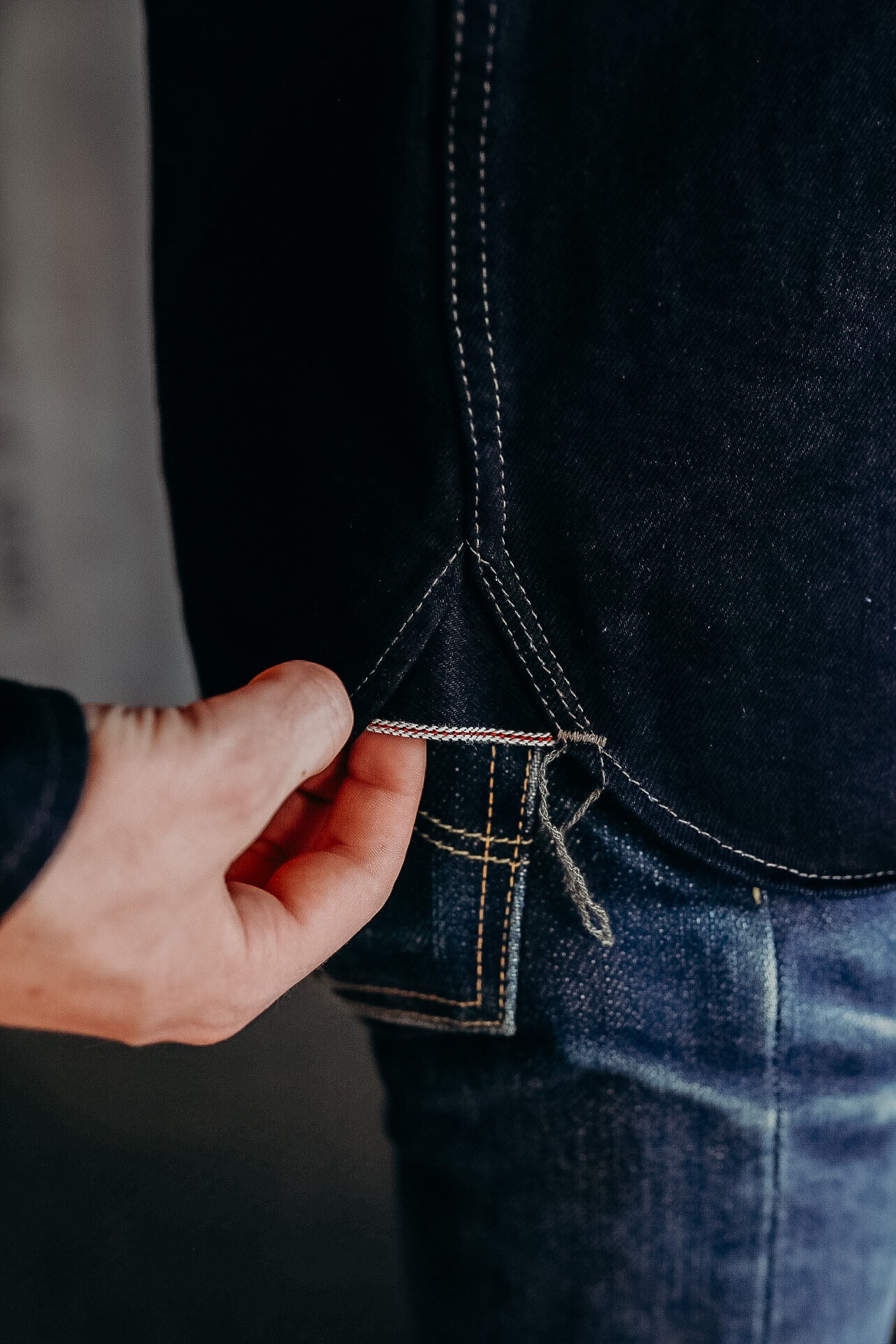 14oz Selvedge Denim Western Shirt - Indigo/Black IHSH-295-IB