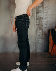 16oz Slubby Selvedge Denim Relaxed Tapered Cut Jeans - Indigo Overdyed Black IH-888S-SLBod