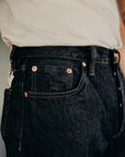 16oz Slubby Selvedge Denim Relaxed Tapered Cut Jeans - Indigo Overdyed Black IH-888S-SLBod