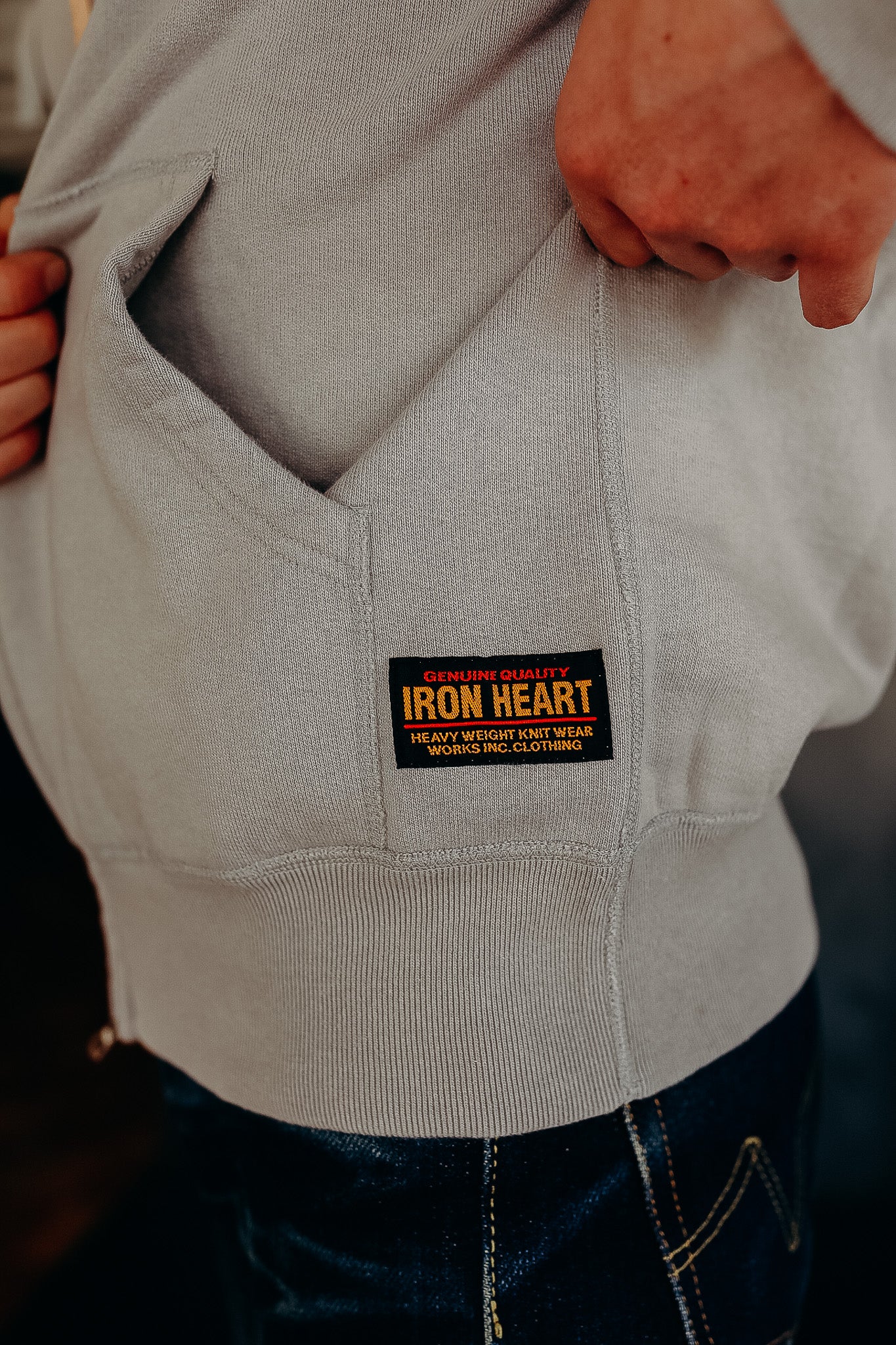 Iron heart 14oz Ultra Heavyweight Loopwheel Cotton Zip Up Hoodie - Grey  IHSW-10-GRY