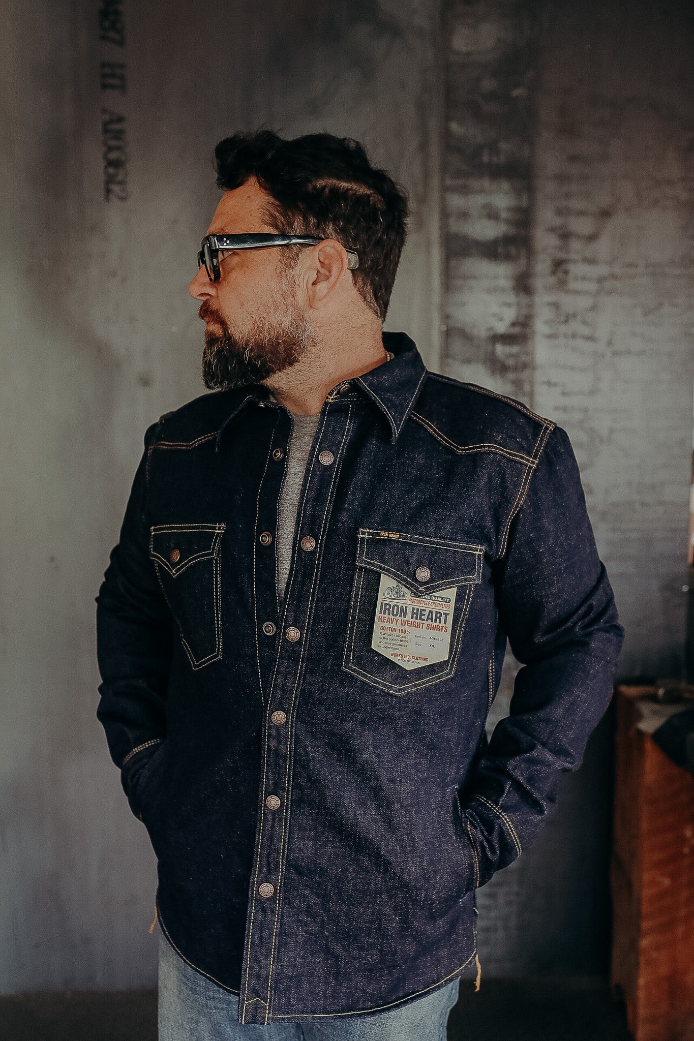 18oz Vintage Selvedge Denim CPO Shirt - Indigo IHSH-292-IND