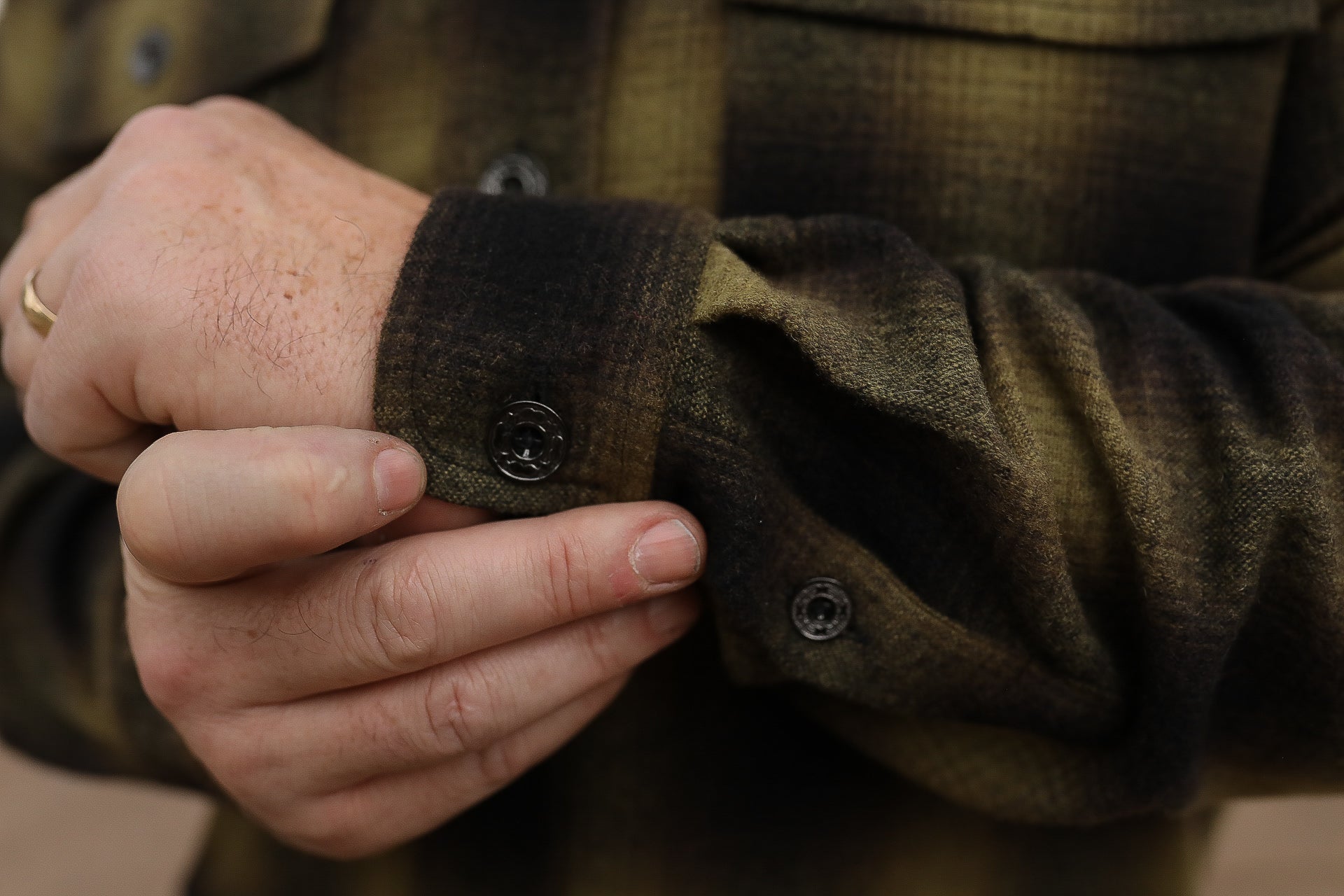 Iconic Shirt 70&#39;s Vintage Wool Check Yellow/ Brown/ Black