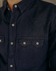 INDIGO DOBBY WESTERN SHIRT- FN-SCW-002L