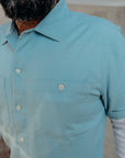 Short Sleeve Workshirt- Powder Blue Cotton Twill