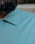 Short Sleeve Workshirt- Powder Blue Cotton Twill