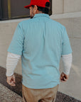 Short Sleeve Workshirt- Powder Blue Cotton Twill