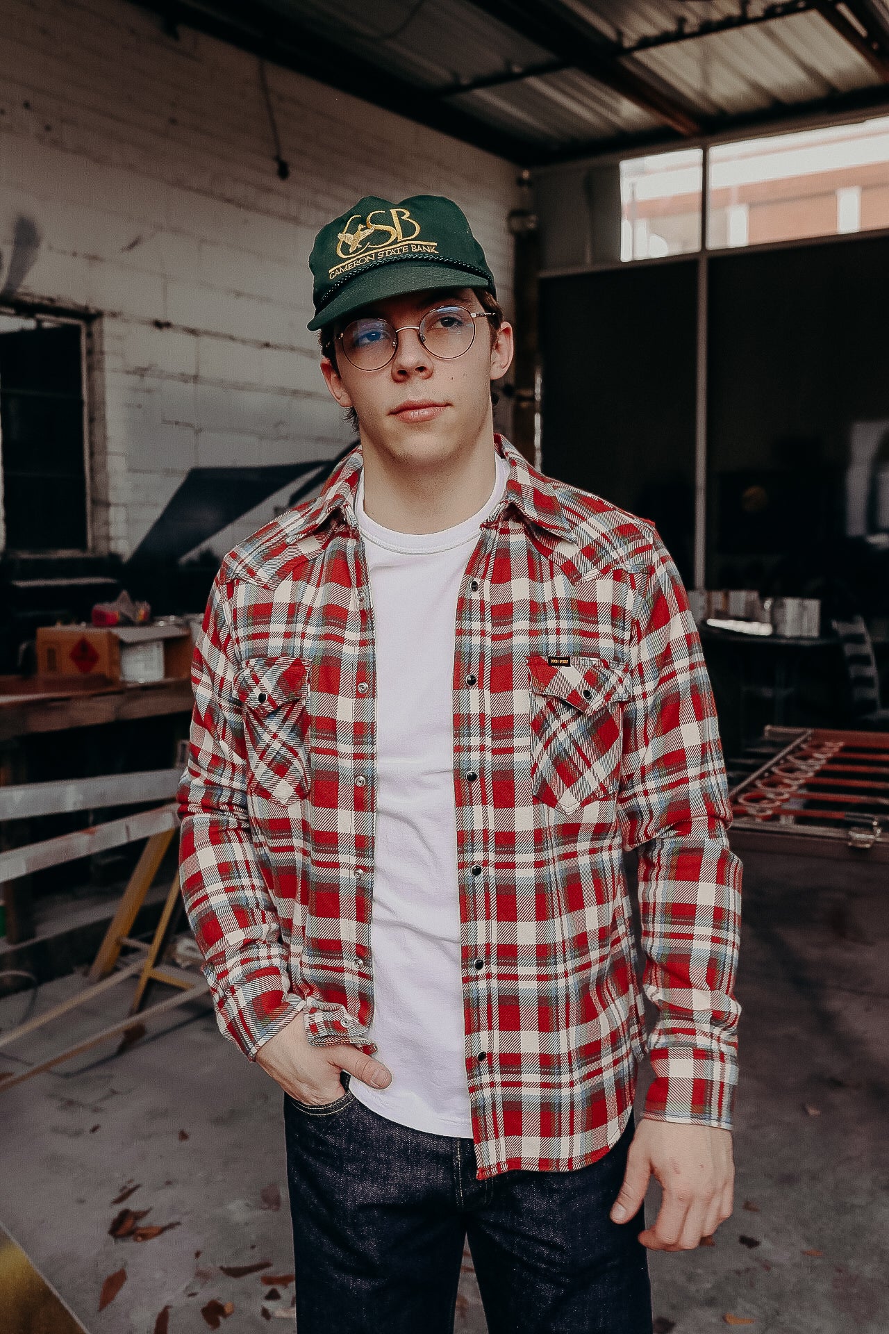 Ultra Heavy Flannel Crazy Check Western Shirt - Red