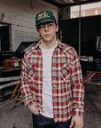 Ultra Heavy Flannel Crazy Check Western Shirt - Red