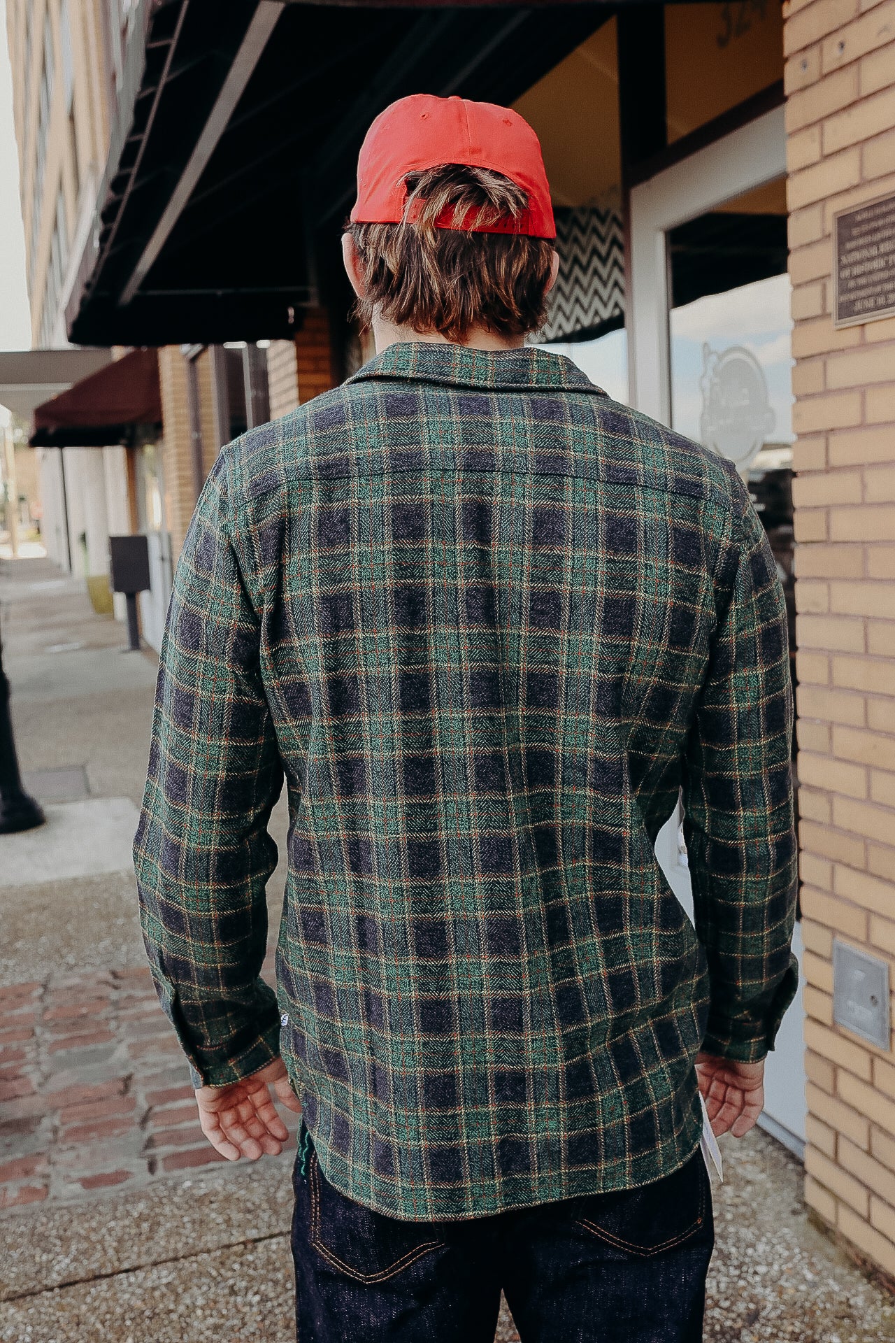 Cotton Tweed Check Double Pocket Shirt- Green  (2229-GR)