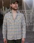 Flannel Work Shirt- Blue and Cream Slub